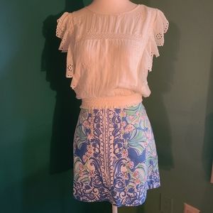 Lilly Pultizer mini skirt size 4 blue preppy cotton pink printed